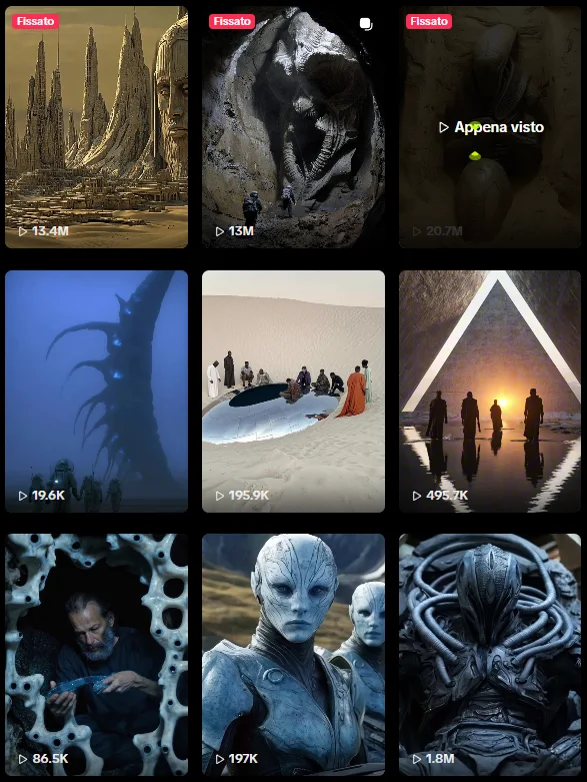 Screenshot of the Anima Journey TikTok grid with view counters